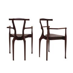 Oscar Tusquets Blanca Oscar Tusquets Mid Century Wood and Leather Gaulino Spanish Pair of Chairs - 3159598