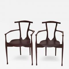 Oscar Tusquets Blanca Oscar Tusquets Mid Century Wood and Leather Gaulino Spanish Pair of Chairs - 3161083