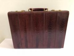 Ostrich Skin Mens Briefcase Attach Vintage Burgundy Suede Interior - 1529042