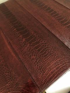 Ostrich Skin Mens Briefcase Attach Vintage Burgundy Suede Interior - 1529054