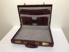 Ostrich Skin Mens Briefcase Attach Vintage Burgundy Suede Interior - 1529075