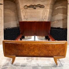 Osvaldo Borsani 1950s Art Deco Exquisite Queen Italian Bed in Two Tone Exotic Wood Italy - 3127605