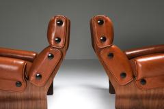 Osvaldo Borsani Borsani P110 Canada Lounge Chairs set in Cognac Leather 1960s - 1939234