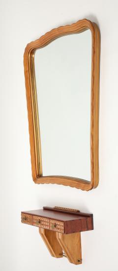 Osvaldo Borsani Carved Maple Mirror and Wall Mounted Rosewood Maple Console by Osvaldo Borsani - 4721027