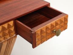 Osvaldo Borsani Carved Maple Mirror and Wall Mounted Rosewood Maple Console by Osvaldo Borsani - 4721046