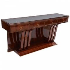 Osvaldo Borsani Fine Italian Modern Mahogany Brass and Glass Console by Osvaldo Borsani - 4273193