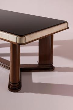 Osvaldo Borsani Italian Art D co Dining Table in Parchment Walnut and Black Glass - 4606021