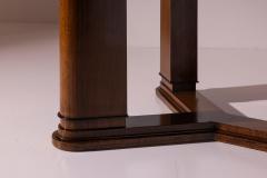 Osvaldo Borsani Italian Art D co Dining Table in Parchment Walnut and Black Glass - 4606023