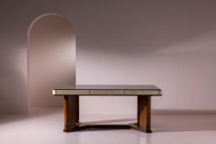 Osvaldo Borsani Italian Art D co Dining Table in Parchment Walnut and Black Glass - 4606025