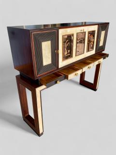 Osvaldo Borsani Italian Art Deco Parchment Cabinet Bar attributed to Osvaldo Borsani 1940s - 4095105