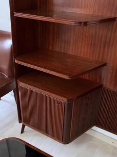 Osvaldo Borsani Italian Mid Century Corner Bookcase Self Standing with Writing Desk 1950s - 2656802