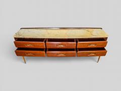 Osvaldo Borsani Italian Mid Century Teak and Marble Sideboard Osvaldo Borsani Style 1950s - 4742851