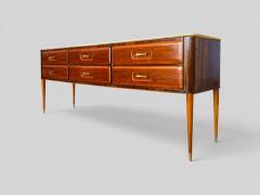 Osvaldo Borsani Italian Mid Century Teak and Marble Sideboard Osvaldo Borsani Style 1950s - 4742861