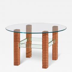 Osvaldo Borsani Midcentury Italian Glass Coffee Table with Diamond Shaped Wooden Legs 1960s - 3475253