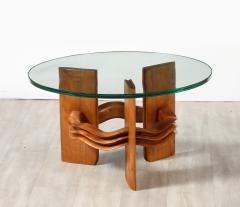 Osvaldo Borsani Osvaldo Borsani Carved Wood and Glass Cocktail Table Italy circa 1940 - 3926906