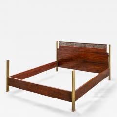 Osvaldo Borsani Osvaldo Borsani Double Bed in Wood and Brass and Bronze Headborad - 3561424