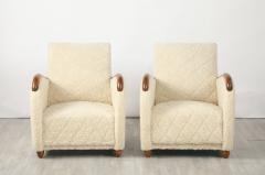 Osvaldo Borsani Osvaldo Borsani Pair of Sheepskin and Oak Lounge Chairs circa 1945 - 4430548