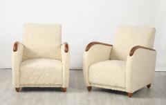 Osvaldo Borsani Osvaldo Borsani Pair of Sheepskin and Oak Lounge Chairs circa 1945 - 4430551