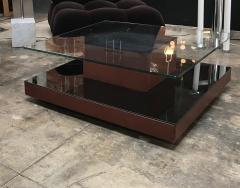 Osvaldo Borsani Osvaldo Borsani Square Coffee Table in Leather and Mirror Italy 1970s - 1060384