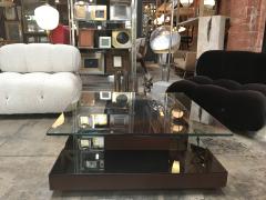 Osvaldo Borsani Osvaldo Borsani Square Coffee Table in Leather and Mirror Italy 1970s - 1060391