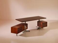 Osvaldo Borsani Osvaldo Borsani T95 teak and chromed steel desk for Tecno SPA Italy 1956 - 3473301