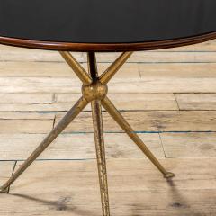Osvaldo Borsani Osvaldo Borsani Tripod Side Table brass wood and glass for Abv 50s - 3144148