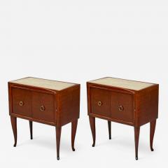 Osvaldo Borsani Osvaldo Borsani attr Exotic Wood Glass Brass Nightstands Italy 1960s - 4256388