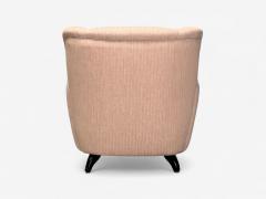 Osvaldo Borsani Osvaldo Borsani attr Pink Linen Wood Large Lounge Chairs Italy 1950s - 4177600