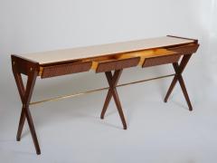 Osvaldo Borsani Osvaldo Borsani mahogany and marble console with drawers Italy c1950 - 3964075