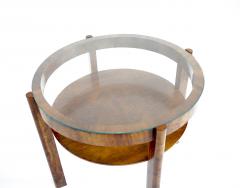 Osvaldo Borsani Osvaldo Borsani round walnut root deco coffee table bi shelves glass top 1931 - 4130365