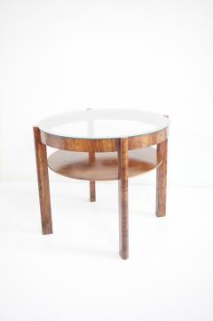 Osvaldo Borsani Osvaldo Borsani round walnut root deco coffee table bi shelves glass top 1931 - 4130366
