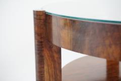 Osvaldo Borsani Osvaldo Borsani round walnut root deco coffee table bi shelves glass top 1931 - 4130369