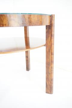 Osvaldo Borsani Osvaldo Borsani round walnut root deco coffee table bi shelves glass top 1931 - 4130371