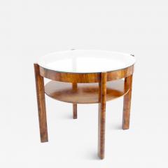 Osvaldo Borsani Osvaldo Borsani round walnut root deco coffee table bi shelves glass top 1931 - 4130691