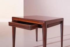 Osvaldo Borsani Osvaldo Borsani wooden and red glass side tables with a drawer Italy 1950s - 3476281