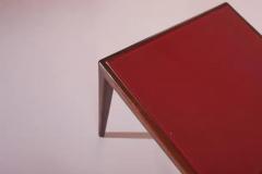 Osvaldo Borsani Osvaldo Borsani wooden and red glass side tables with a drawer Italy 1950s - 3476284