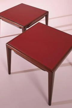 Osvaldo Borsani Osvaldo Borsani wooden and red glass side tables with a drawer Italy 1950s - 3476285