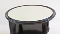 Osvaldo Borsani Round Coffee Table Mirror Top Black Laquered Two Tier Attributed to Borsani 1940 - 1713247