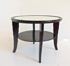 Osvaldo Borsani Round Coffee Table Mirror Top Black Laquered Two Tier Attributed to Borsani 1940 - 1713248