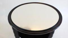 Osvaldo Borsani Round Coffee Table Mirror Top Black Laquered Two Tier Attributed to Borsani 1940 - 1713264