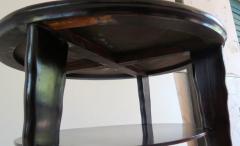 Osvaldo Borsani Round Coffee Table Mirror Top Black Laquered Two Tier Attributed to Borsani 1940 - 1713269