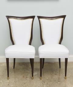Osvaldo Borsani Set of Eight Osvaldo Borsani Italian Modern Mahogany and Brass Dining Chairs - 4273343