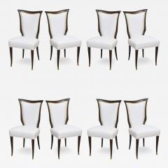 Osvaldo Borsani Set of Eight Osvaldo Borsani Italian Modern Mahogany and Brass Dining Chairs - 4288122