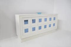 Osvaldo Borsani Vintage Sideboard in White Wood and Light Blue Mirror Att to Paolo Buffa - 3646646