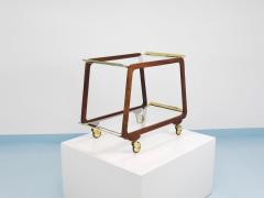 Oswald Haerdtl Mid Century Walnut Brass Bar Cart Serving Trolley 1950s Oswald Haerdtl attr  - 4541604
