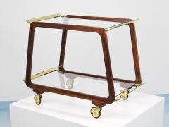 Oswald Haerdtl Mid Century Walnut Brass Bar Cart Serving Trolley 1950s Oswald Haerdtl attr  - 4541608