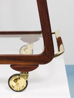 Oswald Haerdtl Mid Century Walnut Brass Bar Cart Serving Trolley 1950s Oswald Haerdtl attr  - 4541610