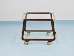 Oswald Haerdtl Mid Century Walnut Brass Bar Cart Serving Trolley 1950s Oswald Haerdtl attr  - 4541611
