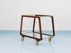 Oswald Haerdtl Mid Century Walnut Brass Bar Cart Serving Trolley 1950s Oswald Haerdtl attr  - 4541614