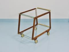 Oswald Haerdtl Mid Century Walnut Brass Bar Cart Serving Trolley 1950s Oswald Haerdtl attr  - 4632227
